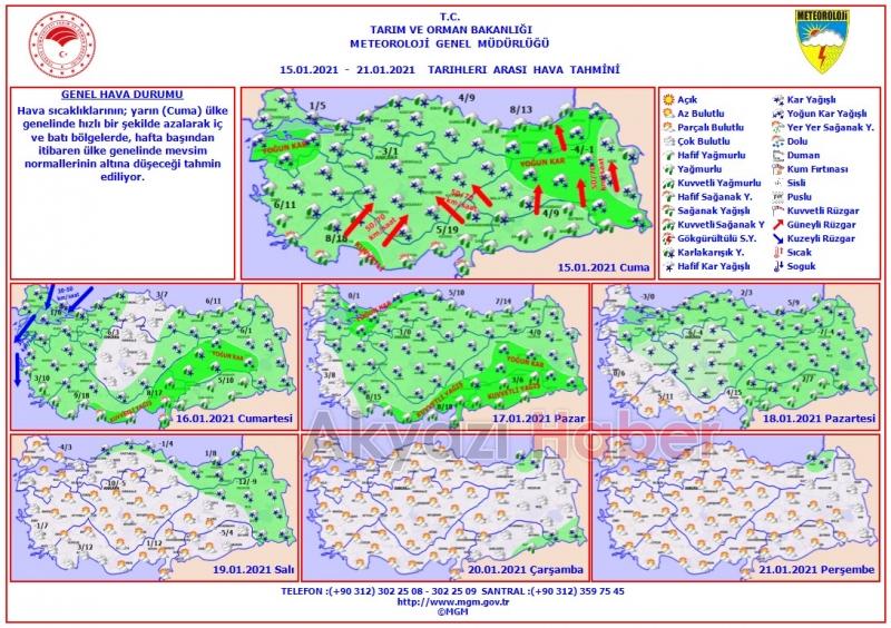 Sakarya'da yoğun kar yağışı bekleniyor