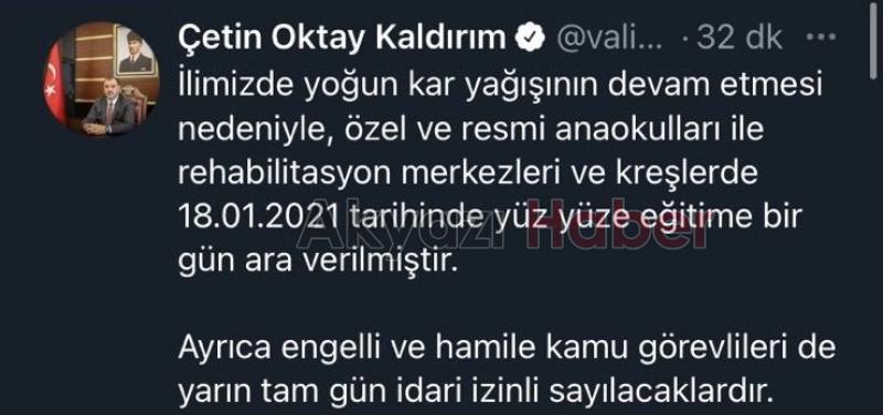 Yüz yüze eğitime bir gün ara verildi