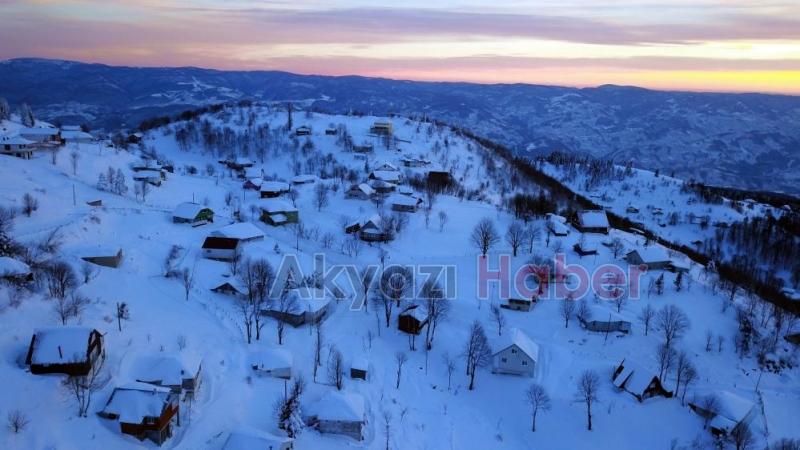 Karla örtülü Keremalide gün batımı büyüledi