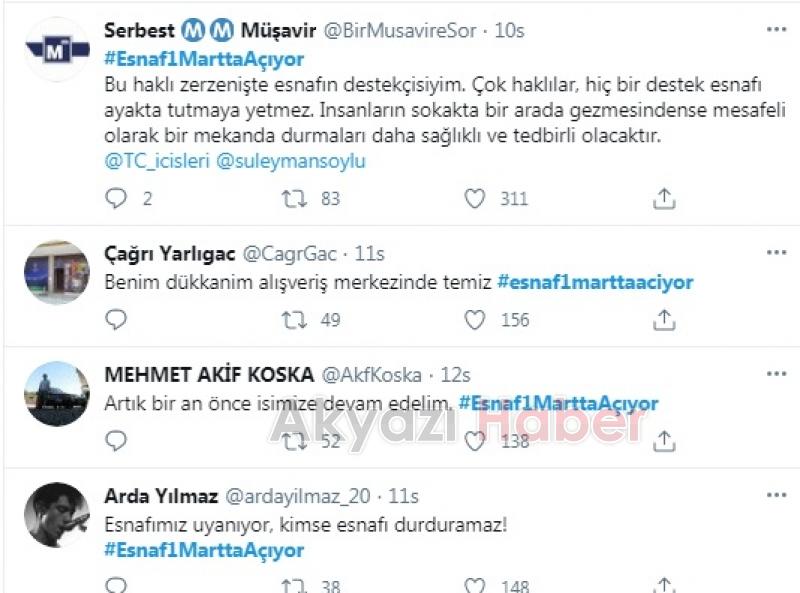Esnaf1MarttaAçıyor hasthagı gündem oldu