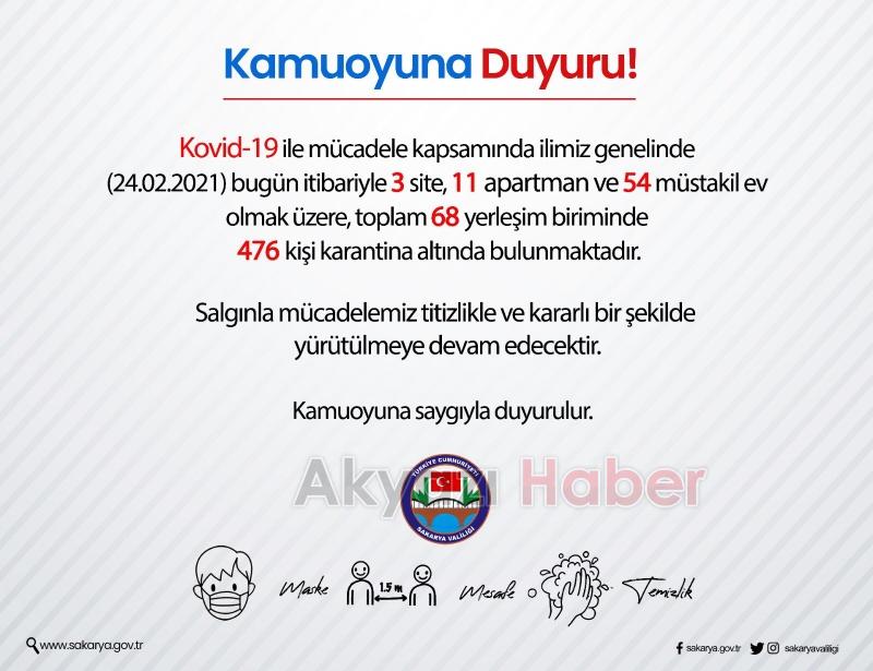 Valilik karantinadaki ev ve kişi sayısını açıkladı