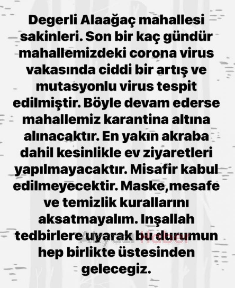 Akyazı'da mutasyonlu virüs iddiası