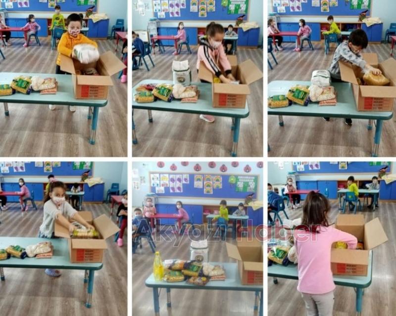 Miniklerden ihtiyaç sahiplerine gıda yardımı