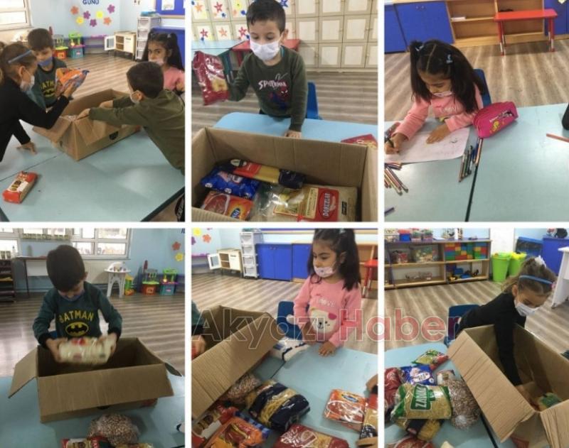 Miniklerden ihtiyaç sahiplerine gıda yardımı