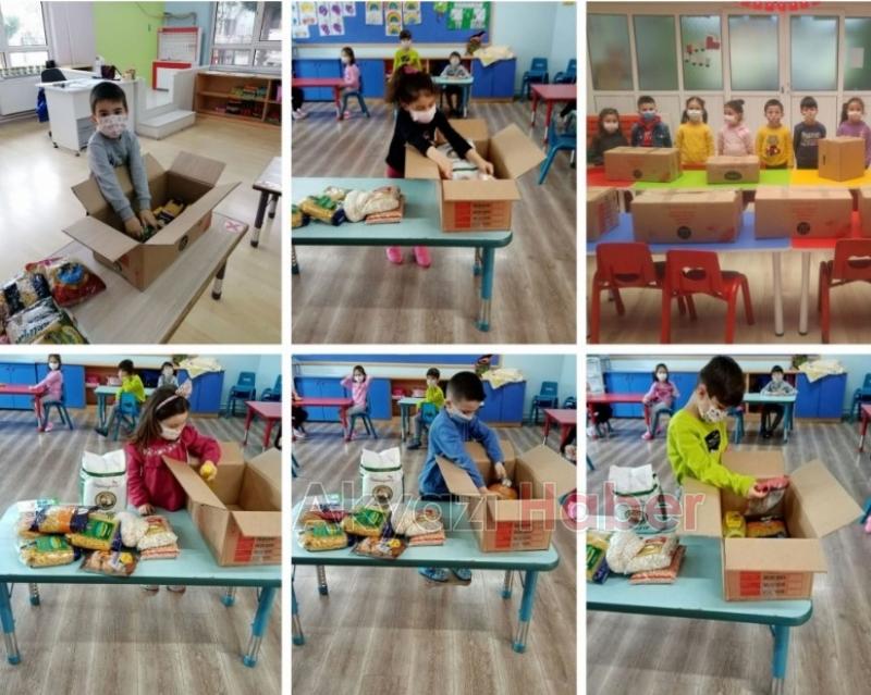Miniklerden ihtiyaç sahiplerine gıda yardımı