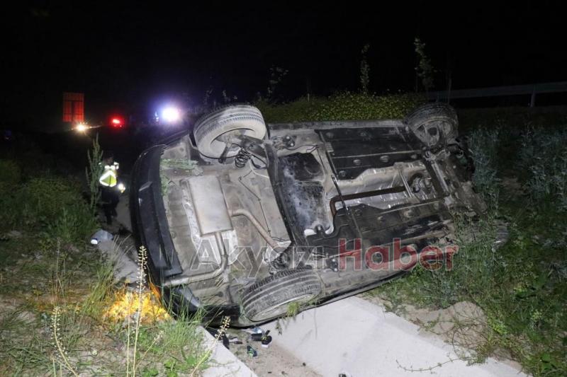 Lüks otomobil domuza çarpıp şarampole uçtu: 6 yaralı