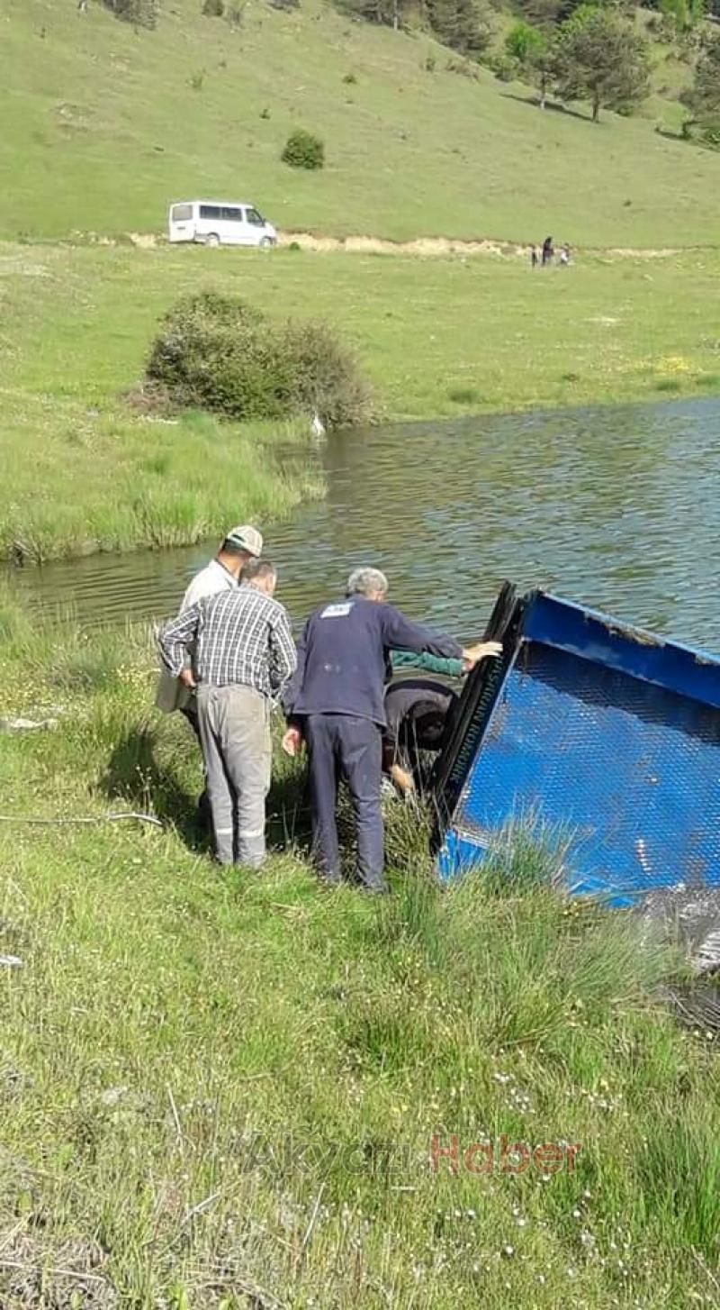 Pat pat yaylada gölete uçtu