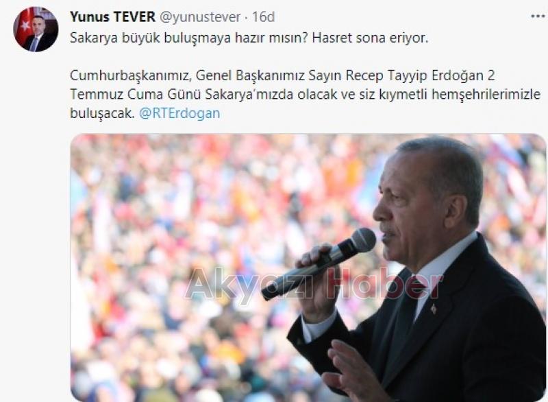 Cumhurbaşkanı 2 Temmuz'da Sakarya geliyor