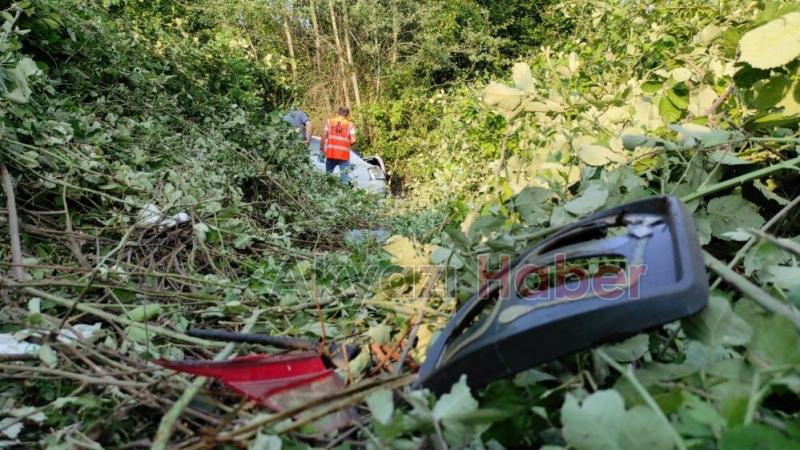 Otomobil ağaçlık alana uçtu: 3 yaralı
