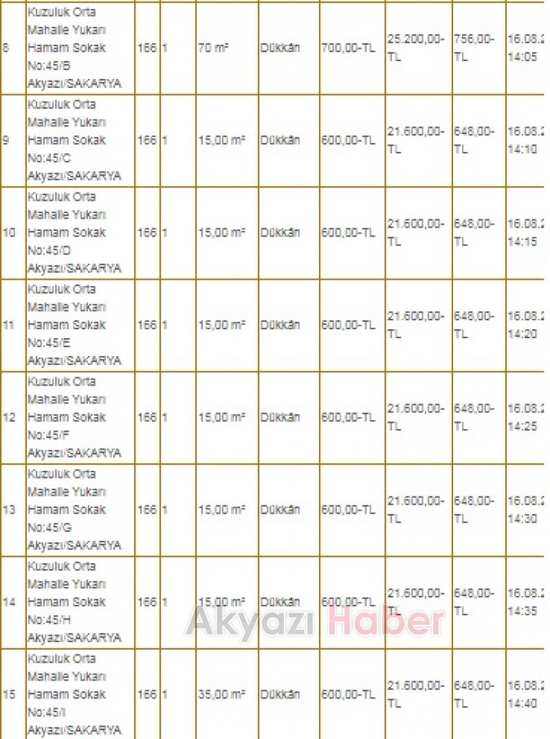 Akyazı Belediyesi'nden kiralık tuvalet, akaryakıt istasyonu, çay bahçesi