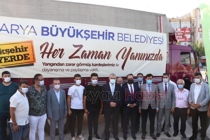 Sakarya’dan yangın bölgelerine yardım kamyonu