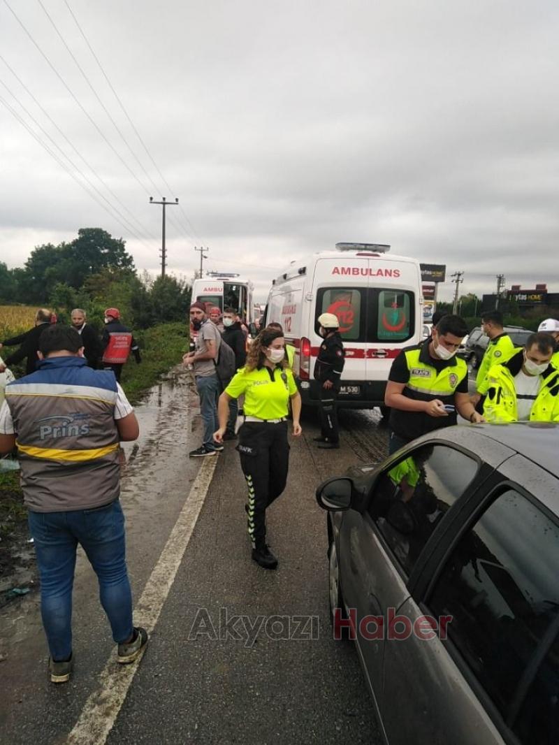 D-100’de yolcu midibüsü tarlaya uçtu: 7 yaralı