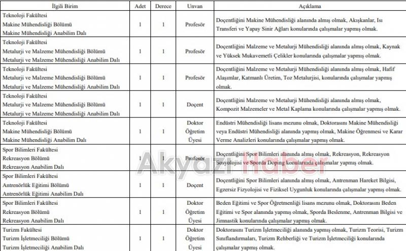 SUBÜ 31 akademik personel alacak