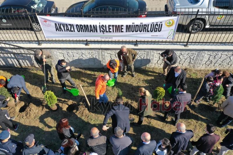 Akyazı'da geleceğe nefes olacak yeni fidanlar toprakla buluştu