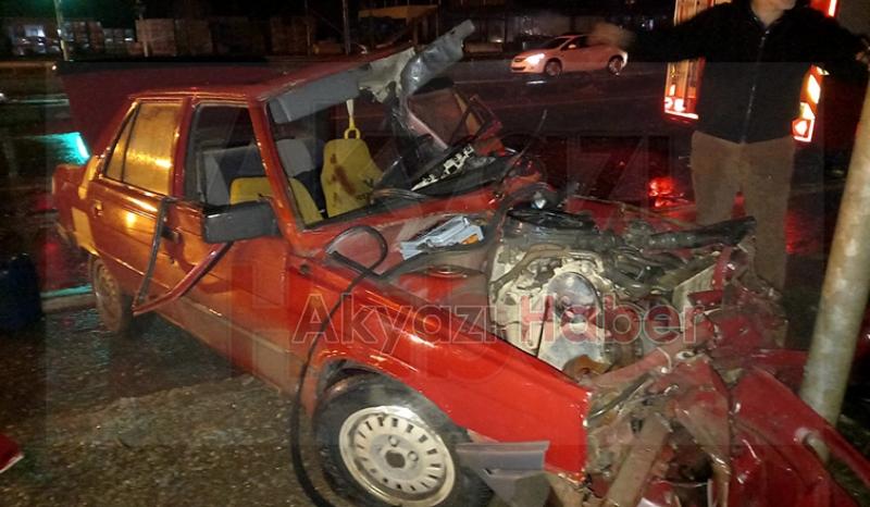 Ormanköy'de tır otomobili biçti