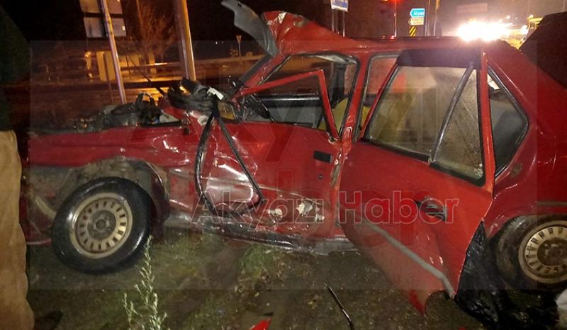 Ormanköy'de tır otomobili biçti