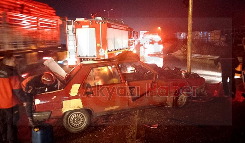 Ormanköy'de tır otomobili biçti