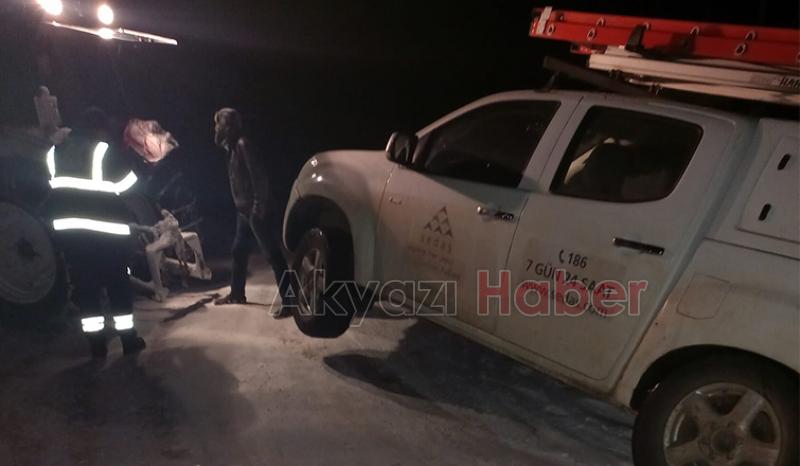  SEDAŞ ekibinin aracı buzda kaydı, ekip ölümden döndü