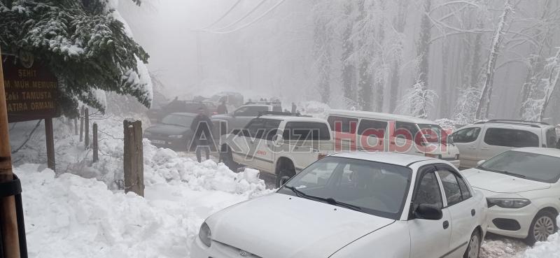 Kar keyfi için Güzlek'e akın ettiler