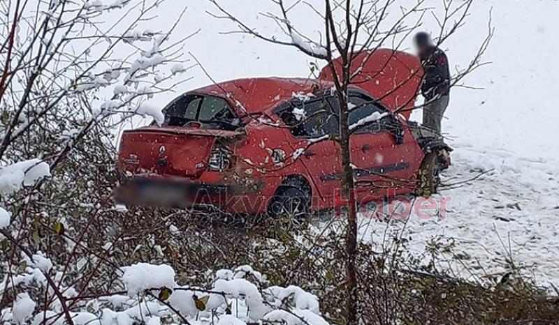 Karda kayıp şarampole uçtu