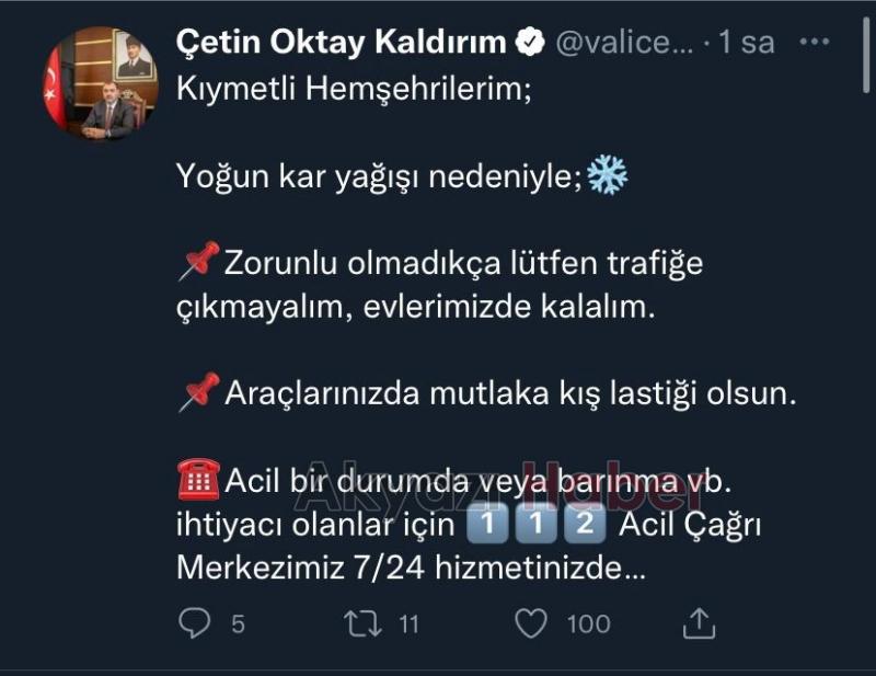 Validen zorunlu olmadıkça çıkmayın uyarısı