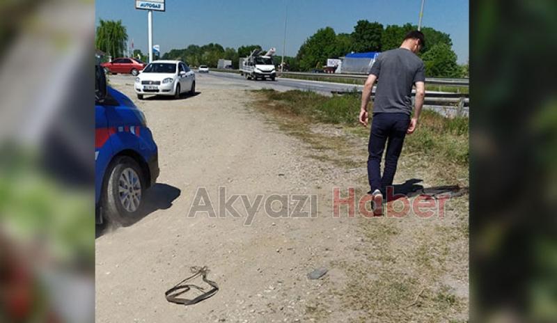 Akyazı'da otomobil şarampole uçtu