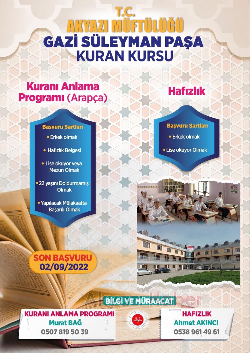 Akyazı'da Kuranı anlama programı ve hafızlık kursu