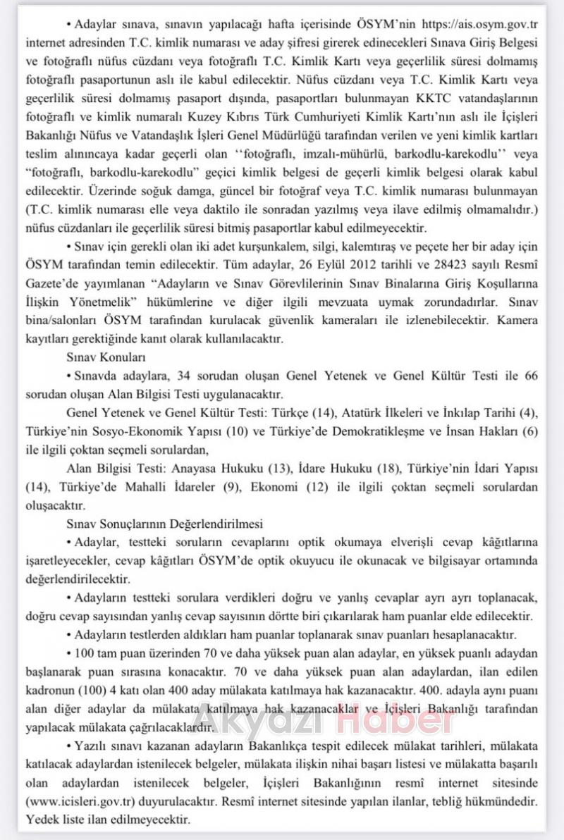 İçişleri Bakanlığı, 100 kaymakam adayı alıyor