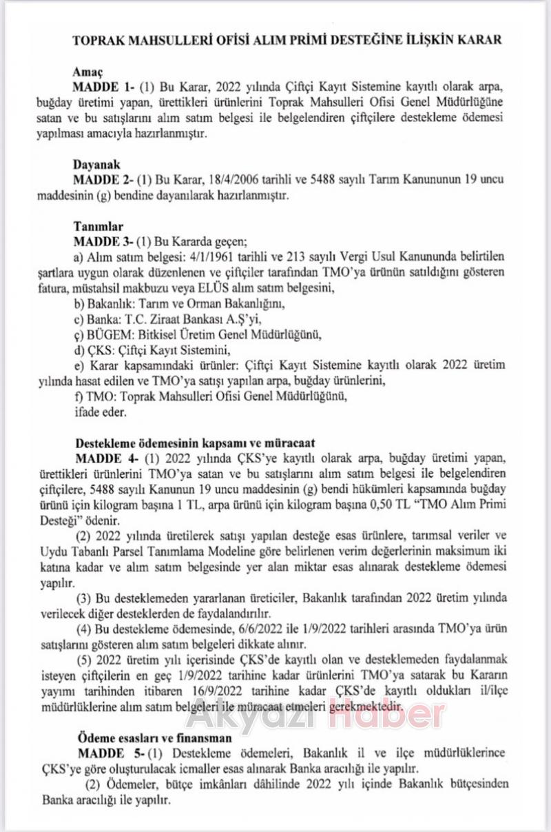  Buğday ve arpa üreticilerine destek ödemesi yapılacak