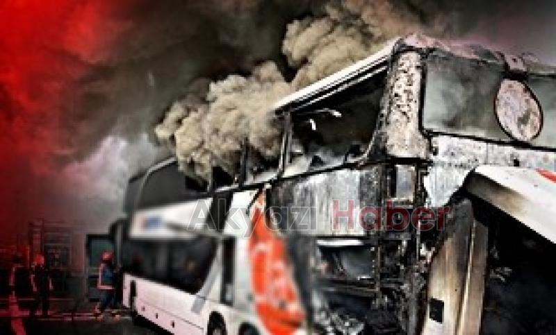 74 yolcusu olan çift katlı otobüs alev alev yandı