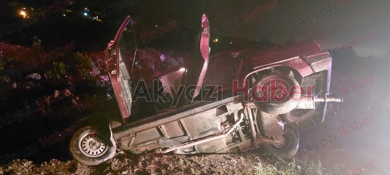 Akyazı'da kanala uçan araçta sürücü sıkıştı