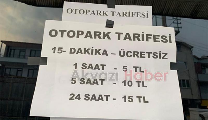 Akyazı'da otopark ücreti zamlandı