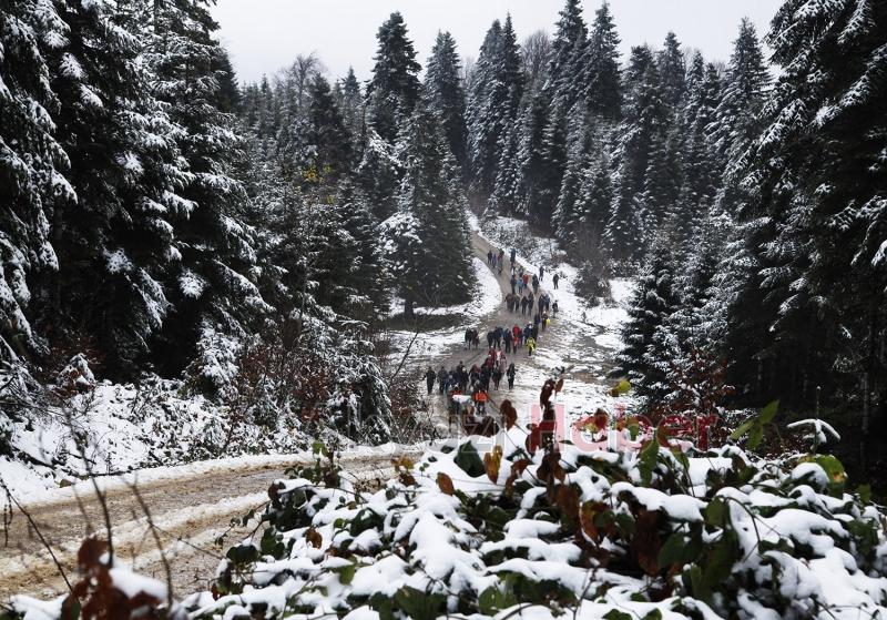 Doğaseverler karlar arasında yürüdü