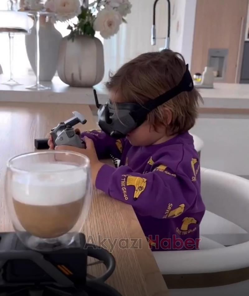 Kenan'ın oğlu anne ve babasına dron ile kahve servisi yaptı