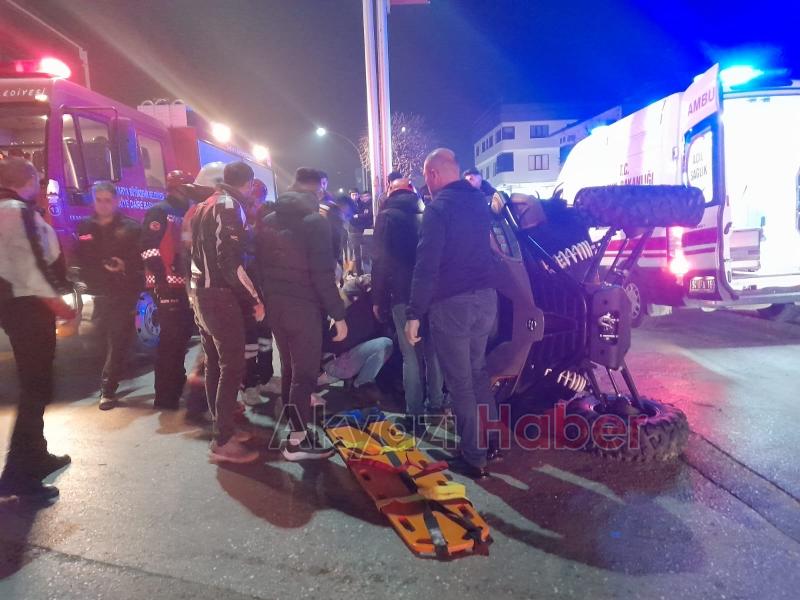 Devrilen UTV altında sıkıştılar ! 