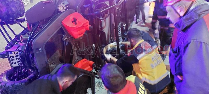 Devrilen UTV altında sıkıştılar ! 