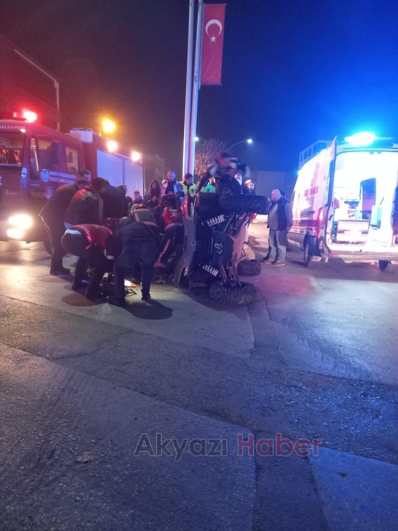 Devrilen UTV altında sıkıştılar ! 