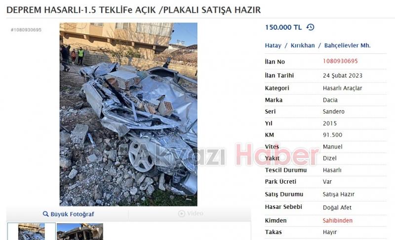 Depremzedeler enkazdan çıkardıkları araçlarını satıyor