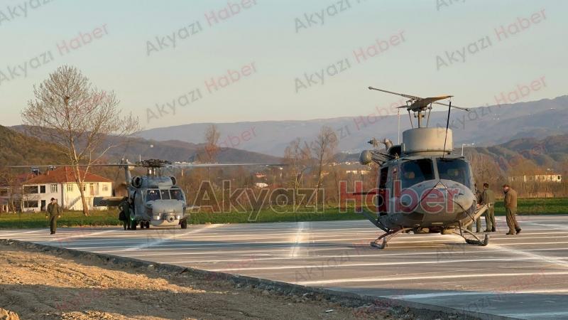Askeri helikopter Akyazı'ya acil iniş yaptı