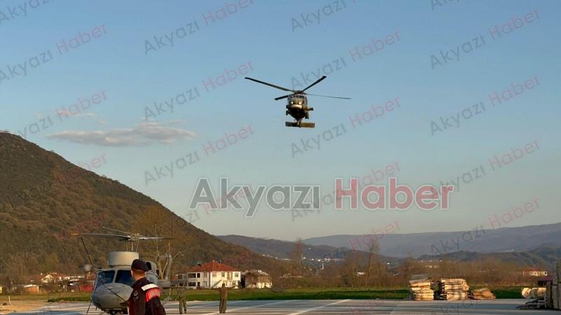 Askeri helikopter Akyazı'ya acil iniş yaptı