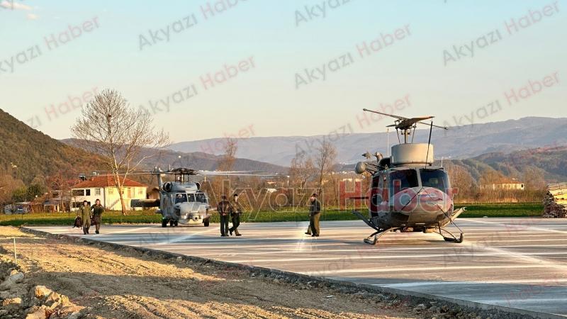 Askeri helikopter Akyazı'ya acil iniş yaptı