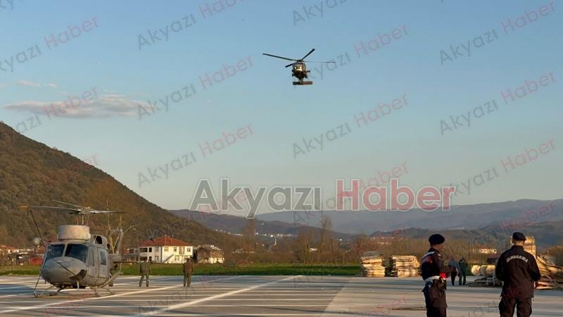 Askeri helikopter Akyazı'ya acil iniş yaptı