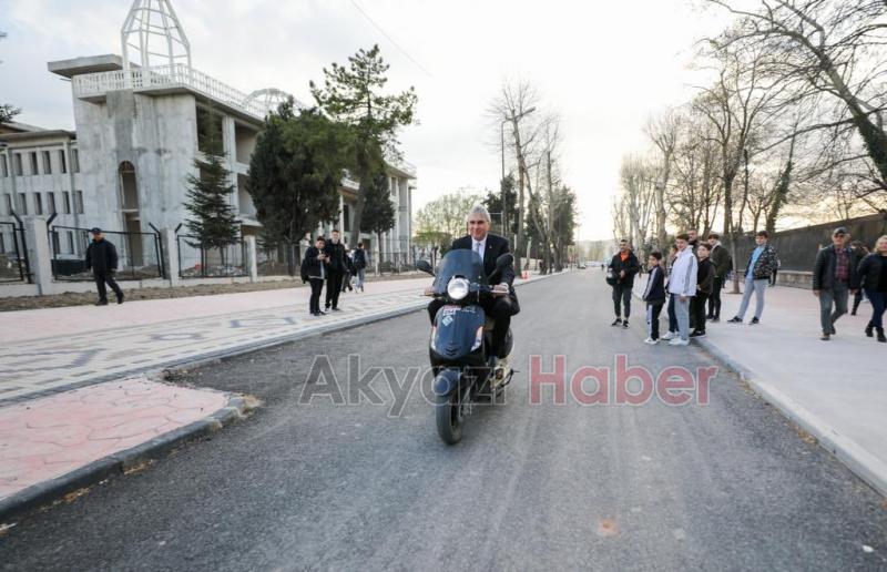 Başkan Yüce motosiklete bindi, Çark'taki çalışmaları inceledi