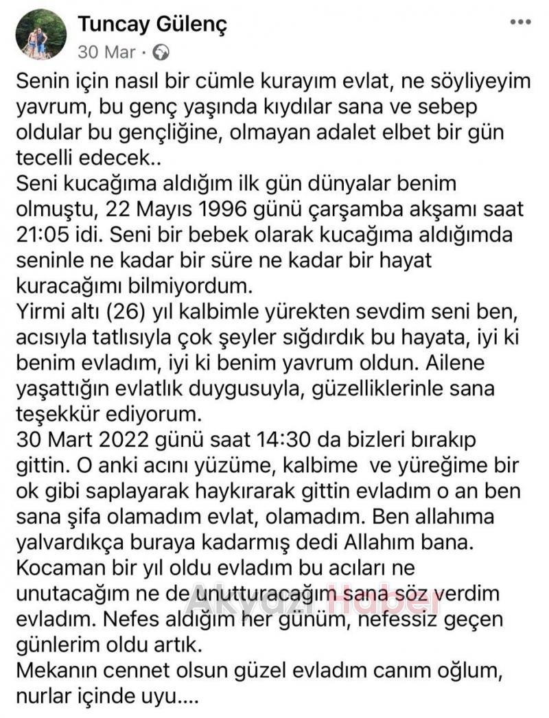 Oğlunun mezarı başında cesedi bulunan emekli polis bu paylaşımı yapmış