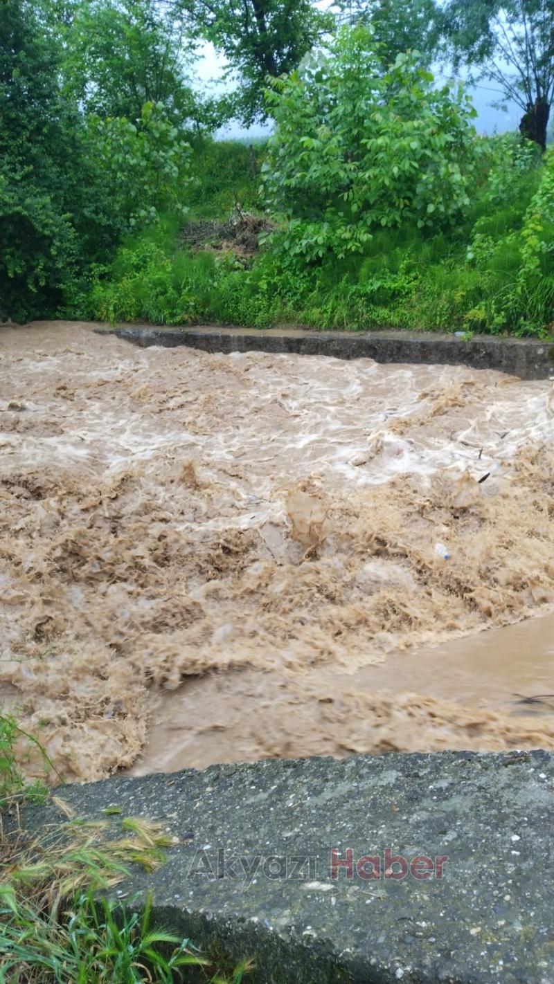 Akyazı'da dereler taştı