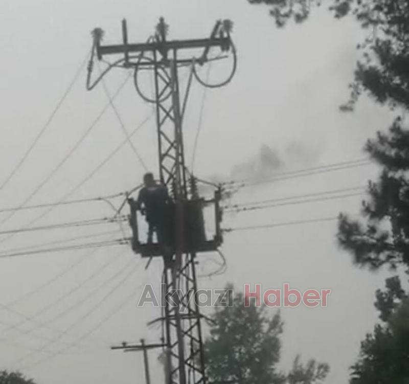 Kabakulak'ta elektrik trafosu yandı 