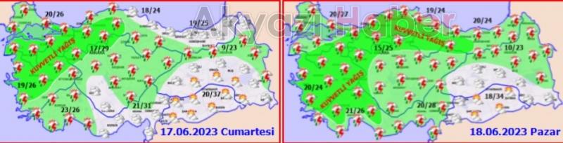 Sakarya için kuvvetli yağış tahmini