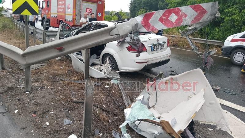 Bariyer aracın içinden geçti: 3 yaralı