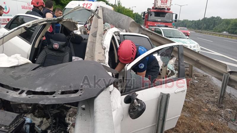 Bariyer aracın içinden geçti: 3 yaralı