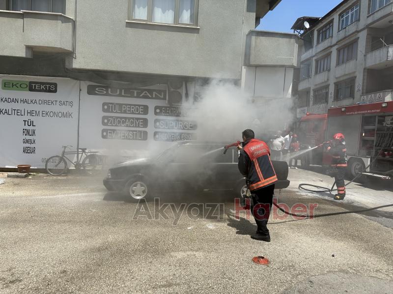 Otomobili kül olmaktan itfaiye kurtardı